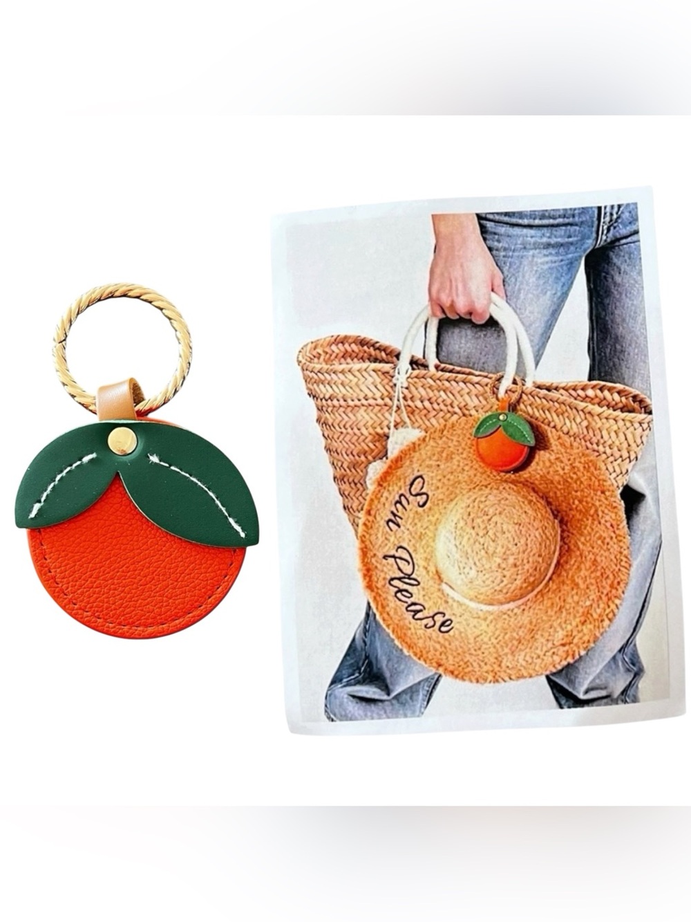 New Orange Faux Pebbled Leather Magnetic Hat Holder Hands-free Travel Accessory